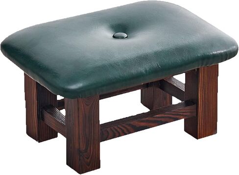Footstool Ottoman - Small Rectangular Step Stool with Non-Slip Soft Padding for Living Room, Bedroom, Kitchen(Green,35X25X16.5cm) in Kuwait