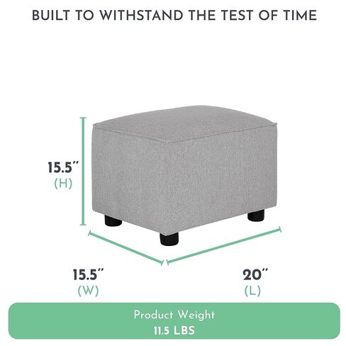 Evolur Holland Upholstered Ottoman in Light Grey, Foot Rest Stool for Nursing Moms, Tool-Free Assembly, Made for Every Décor in Kuwait