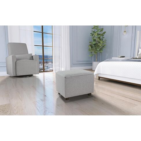 Evolur Holland Upholstered Ottoman in Light Grey, Foot Rest Stool for Nursing Moms, Tool-Free Assembly, Made for Every Décor in Kuwait