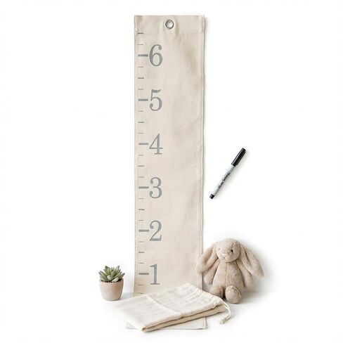 Growth Chart for Wall - Canvas Fabric Natural Color - Big Brother Big Sister Gift Children Height Chart Measure Childs Growth Kids Room Decor Nursery Wall Ruler and Pen in Saudi Arabia