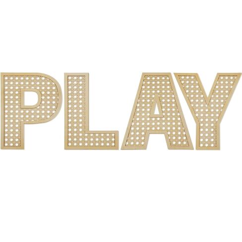 GlikCeil Playroom Decor Rattan Letters Set 12 x 15 Boho Wall Signs for Bedroom Large Wooden Rattan Letters for Toddler Girls Boys Playroom Art Nursery Room Decorations(Play) in Kuwait
