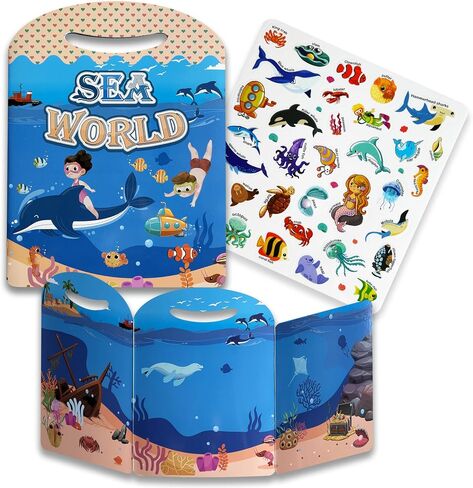 Under the Sea Ocean Window Clings for Kids & Toddlers (by Jesplay USA - Reusable Window Stickers Gels & Decals) Puffy Sticker Activites for Car Plane Home - Underwater Animals Fish Mermaid Shark in Kuwait