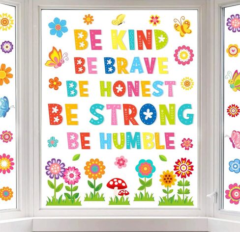 Whaline 9 Sheets Back to the School Inspirational Quotes Window Clings Stickers Colorful Handprint Positive Sayings for Home Bedroom Living Room School Classroom Nursery Playroom Decoration, 100Pcs in Kuwait