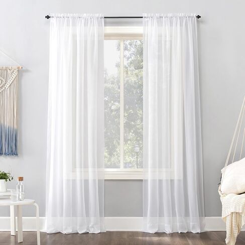 No. 918 Emily Sheer Voile Rod Pocket Door Sidelight Curtain Panel, 28" x 72", White in Kuwait
