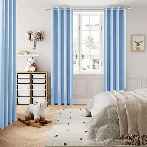 DUALIFE Light Sky Blue Curtains for Bedroom, 63 Inch Length, 2 Panels Sets - Thermal Insulated Room Darkening Curtain Draperies with Grommet for Nursery (42 x 63 Inch, 2 Panels) in Kuwait