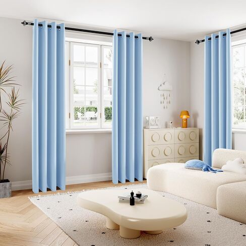 DUALIFE Light Sky Blue Curtains for Bedroom, 63 Inch Length, 2 Panels Sets - Thermal Insulated Room Darkening Curtain Draperies with Grommet for Nursery (42 x 63 Inch, 2 Panels) in Kuwait