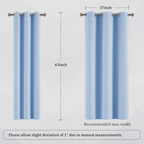 DUALIFE Light Sky Blue Curtains for Bedroom, 63 Inch Length, 2 Panels Sets - Thermal Insulated Room Darkening Curtain Draperies with Grommet for Nursery (42 x 63 Inch, 2 Panels) in Kuwait