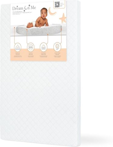 Dream On Me Sunset 2-in-1 Mini Crib Mattress, Dual-Sided Infant & Toddler, Waterproof Cover, GREENGUARD Gold Certified, 38" x 24" x 3", Fits Mini & Select Portable Cribs, Not for Playards in Kuwait
