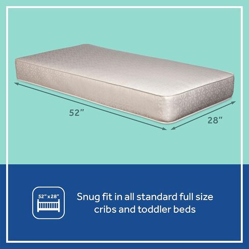 Sealy Baby Flex Cool 2 Stage Crib Mattress and Toddler Bed Mattress, Breathable Hybrid Coil Design, Waterproof Cotton Surface, GREENGUARD GOLD Certified, Standard 52x28 Size in Kuwait