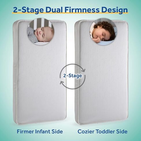 Sealy Baby Flex Cool 2 Stage Crib Mattress and Toddler Bed Mattress, Breathable Hybrid Coil Design, Waterproof Cotton Surface, GREENGUARD GOLD Certified, Standard 52x28 Size in Kuwait