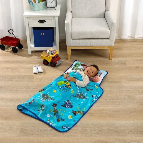 Disney Toy Story It's Play Time Blue, Green, Red and Yellow, Woody, Buzz and The Toys Toddler Nap Mat in Kuwait