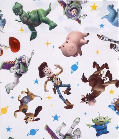 NoJo Disney Toy Story Taking Action Blue, Green and Yellow 4 Piece Toddler Bed Set - Comforter, Fitted Bottom Sheet, Flat Top Sheet, and Reversible Pillowcase in Kuwait