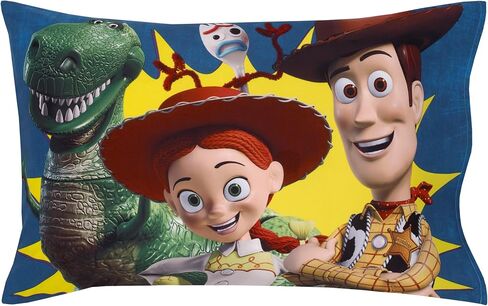NoJo Disney Toy Story Taking Action Blue, Green and Yellow 4 Piece Toddler Bed Set - Comforter, Fitted Bottom Sheet, Flat Top Sheet, and Reversible Pillowcase in Kuwait