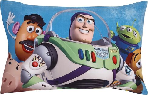 NoJo Disney Toy Story Taking Action Blue, Green and Yellow 4 Piece Toddler Bed Set - Comforter, Fitted Bottom Sheet, Flat Top Sheet, and Reversible Pillowcase in Kuwait