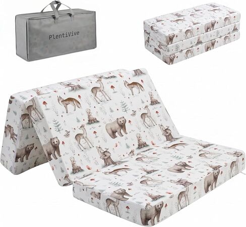 Trifold Pack and Play Mattress 38x26, Dual Sided Foldable Pack N Play Mattress Pad for Baby and Toddler, Playard Playpen Mat, Waterproof Washable Portable Travel Crib Mattress Topper with Carry Bag in Kuwait