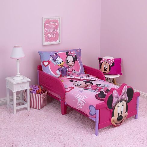 Disney 4 Piece Minnie's Fluttery Friends Toddler Bedding Set, Lavender in Kuwait