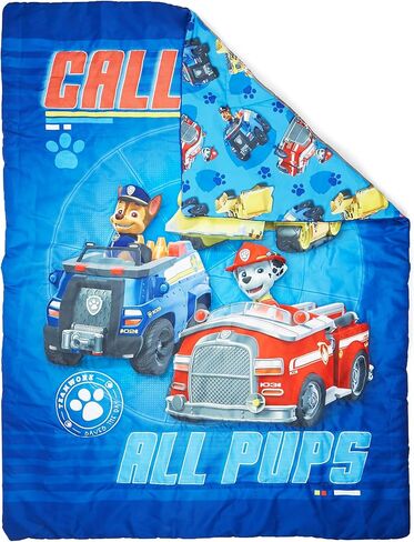 Paw Patrol Calling All Pups 4 Piece Toddler Bedding Set – Includes Comforter, Sheet Set – Fitted + Top Sheet + Reversible Pillowcase for Boys Bed, Blue in Kuwait