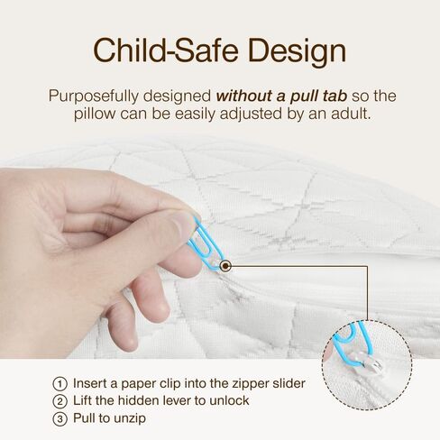 Coop Home Goods Original Toddler Adjustable Pillow, Soft, Breathable, 19" x 13" Washable Mini Bed Pillow with Premium Memory Foam and Zippered Cover, CertiPUR-US/GREENGUARD Gold in Saudi Arabia