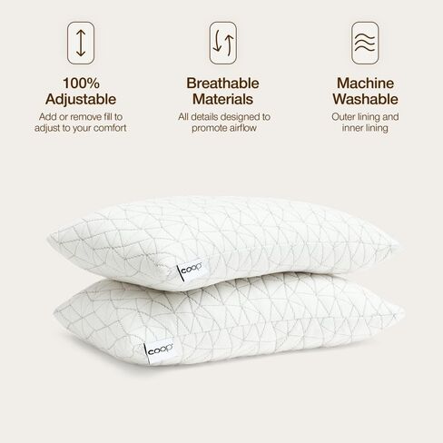 Coop Home Goods Original Toddler Adjustable Pillow, Soft, Breathable, 19" x 13" Washable Mini Bed Pillow with Premium Memory Foam and Zippered Cover, CertiPUR-US/GREENGUARD Gold in Saudi Arabia