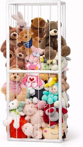 Stuffed Animal Storage, Kids Toy Zoo Storage Organizer with Elastic Band, Thicken PVC Tube Large Stuffed Animals Holder for Nursery Playroom Bedroom Room Furniture Plush Storage(White) in Kuwait