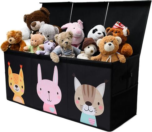 SoftOwl Extra Large Toy Storage Organizer with Lid - Sturdy, Collapsible Toy Chest Storage Box Design - Toys Bin with Dividers for Kids, Nursery, Bedroom, Playroom 37"x16"x14" in Kuwait
