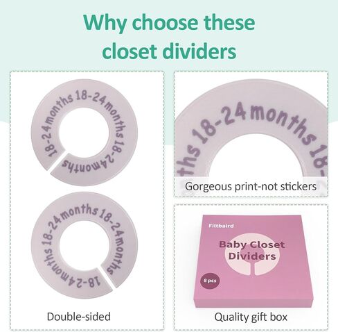 8 Pcs Baby Closet Dividers, Double-Sided Clothes Organizer for 0-24 Months in Kuwait