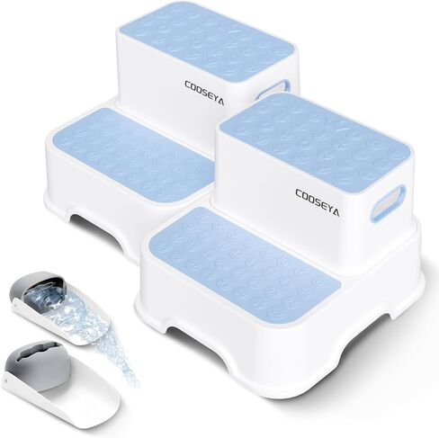 COOSEYA 2 Step Stools for Kids,Toddler Step Stool for Bathroom Sink,No-Slip Double up Stepping for Toddlers, Multifunctional Toilet Potty Stool for Kids,Toilet Potty Training(2 Packs) in Kuwait