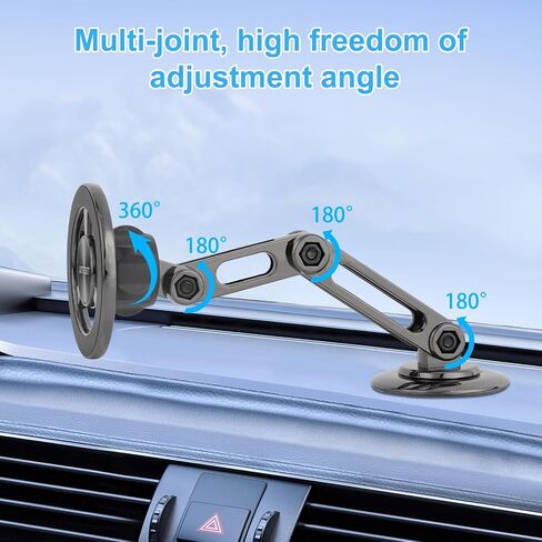 UTEBIT Universal 360° Pro Magnetic Car Phone Holder, Black | Alloy Folding Magnetic Cell Phone Holder for Car, Strong Suction & Adjustable Phone Mount, for iPhone and Android All Phones in Kuwait