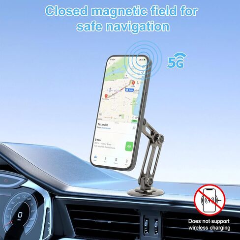 UTEBIT Universal 360° Pro Magnetic Car Phone Holder, Black | Alloy Folding Magnetic Cell Phone Holder for Car, Strong Suction & Adjustable Phone Mount, for iPhone and Android All Phones in Kuwait