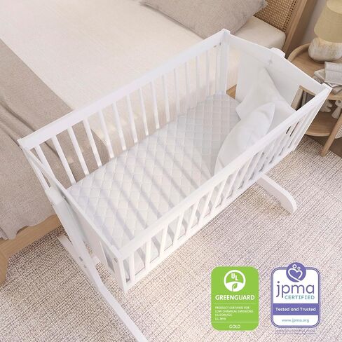 Dream On Me Luna Haven 2" Cradle Mattress – Lightweight Firm Polyester Fiber Core, Waterproof & Easy-Clean, Stain & Odor Resistant, Greenguard Gold and BSA Certified (36" L x 18" W x 2" H) in Kuwait