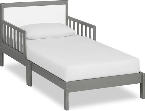 Dream On Me Brookside Toddler Bed, Low Floor Wooden Bed, Side Safety Bed Rails, GREENGUARD Gold & BSA Certified, Non-Toxic Paint Finish, New Zealand Pinewood, Up to 50 lbs - White in Kuwait