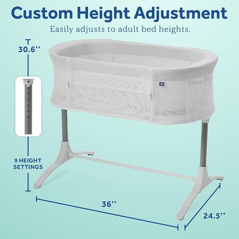 Sealy Baby Airy Dreams 2-in-1 Bedside Bassinet Sleeper with Breathable Mesh, Adjustable Height, Cozy Quilted Sheet and Mattress Pad in Kuwait