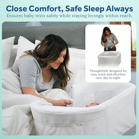 Sealy Baby Airy Dreams 2-in-1 Bedside Bassinet Sleeper with Breathable Mesh, Adjustable Height, Cozy Quilted Sheet and Mattress Pad in Kuwait