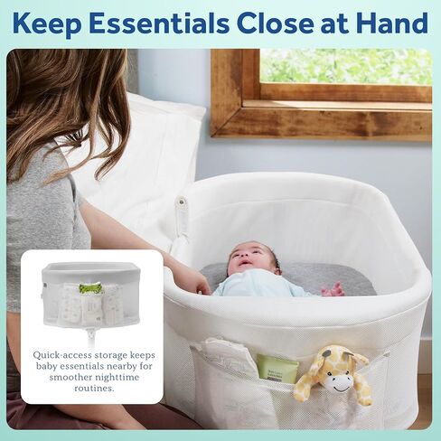 Sealy Baby Airy Dreams 2-in-1 Bedside Bassinet Sleeper with Breathable Mesh, Adjustable Height, Cozy Quilted Sheet and Mattress Pad in Kuwait