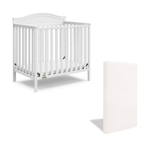 Graco Stella 4-in-1 Convertible Mini Crib with Bonus Mattress, White | GREENGUARD Gold Certified, Converts to Daybed and Twin-Size Bed, 2.75-in Mini Crib Mattress Included, Ideal for Small Spaces in Kuwait