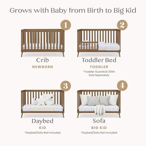 Delta Children Essex 4-in-1 Convertible Crib - Greenguard Gold Certified, Chestnut in Kuwait