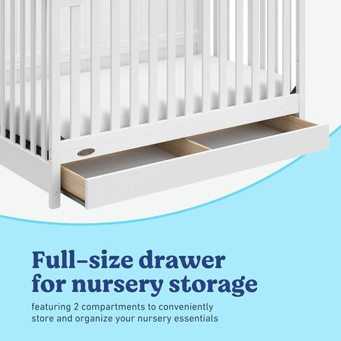 Graco Hadley 5-in-1 Convertible Crib with Drawer – GREENGUARD Gold Certified, Fits Standard Crib Mattress, Converts to Toddler Bed, Daybed and Full Bed, 4 Adjustable Mattress Heights (White) | GREENGUARD Gold Certified, Fits Standard Crib Mattress, Conver in Kuwait