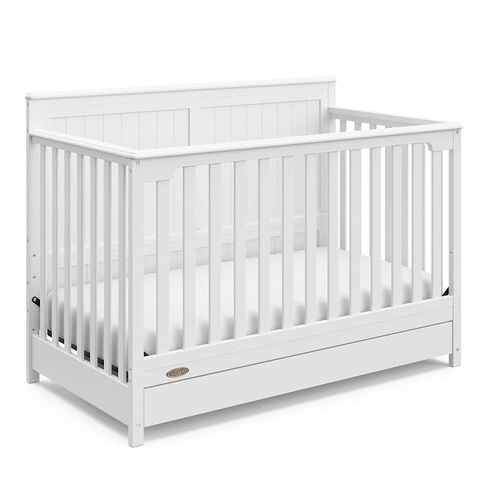 Graco Hadley 5-in-1 Convertible Crib with Drawer – GREENGUARD Gold Certified, Fits Standard Crib Mattress, Converts to Toddler Bed, Daybed and Full Bed, 4 Adjustable Mattress Heights (White) | GREENGUARD Gold Certified, Fits Standard Crib Mattress, Conver in Kuwait
