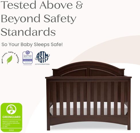 Delta Children Perry 6-in-1 Convertible Crib - Greenguard Gold Certified, Walnut Espresso in Kuwait