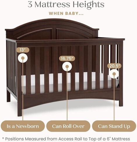 Delta Children Perry 6-in-1 Convertible Crib - Greenguard Gold Certified, Walnut Espresso in Kuwait