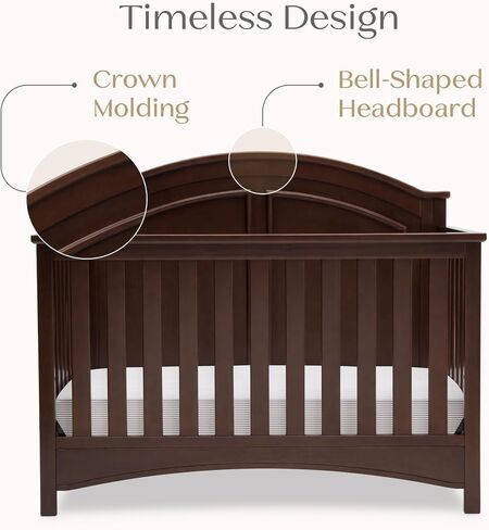 Delta Children Perry 6-in-1 Convertible Crib - Greenguard Gold Certified, Walnut Espresso in Kuwait