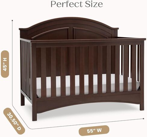 Delta Children Perry 6-in-1 Convertible Crib - Greenguard Gold Certified, Walnut Espresso in Kuwait