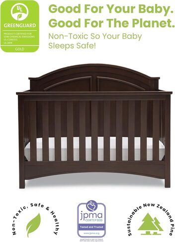 Delta Children Perry 6-in-1 Convertible Crib - Greenguard Gold Certified, Walnut Espresso in Kuwait