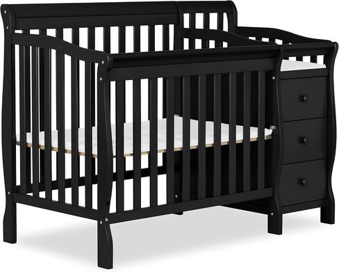 Dream On Me Jayden 4-in-1 Mini Convertible Crib and Changer, White | Detachable Changer, 3 Drawers, 3-Position Support, Twin Bed, BSA, 50Lb in Kuwait