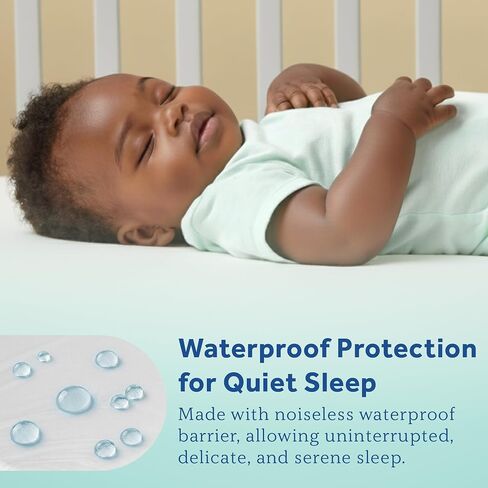 Sealy Baby SafetyCase Breathable Waterproof Crib Mattress Protector Pad, Toddler Bed Cover, Zippered Bedding Encasement, Noiseless, Machine Washable / Dryer Friendly, 52x28" - White in Kuwait