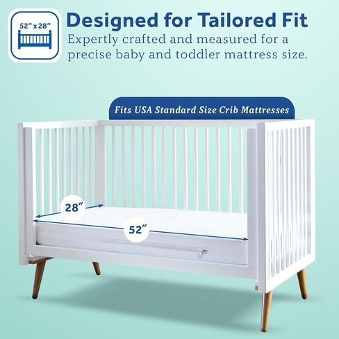 Sealy Baby SafetyCase Breathable Waterproof Crib Mattress Protector Pad, Toddler Bed Cover, Zippered Bedding Encasement, Noiseless, Machine Washable / Dryer Friendly, 52x28" - White in Kuwait
