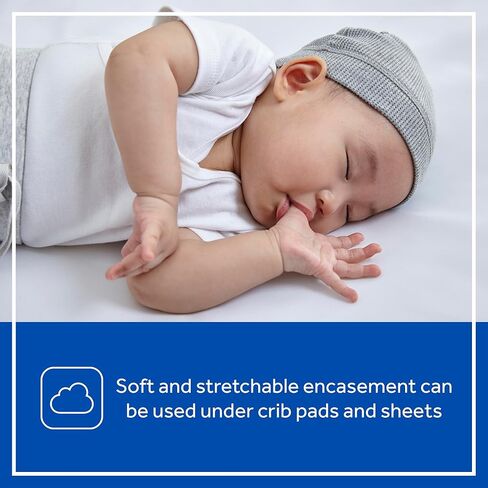 Sealy Baby SafetyCase Breathable Waterproof Crib Mattress Protector Pad, Toddler Bed Cover, Zippered Bedding Encasement, Noiseless, Machine Washable / Dryer Friendly, 52x28" - White in Kuwait