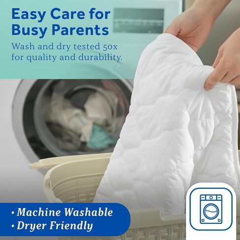 Sealy Baby SafetyCase Breathable Waterproof Crib Mattress Protector Pad, Toddler Bed Cover, Zippered Bedding Encasement, Noiseless, Machine Washable / Dryer Friendly, 52x28" - White in Kuwait