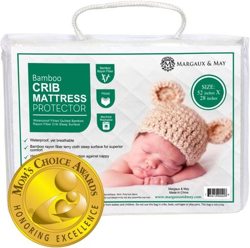 Margaux & May Crib Mattress Protector – 100% Waterproof Baby Crib Mattress Protector Pad, Highly Absorbent Quilted Cover, Oeko-TEX® Certified, Noiseless, Fitted 28" x 52" Standard Crib Fit in Kuwait