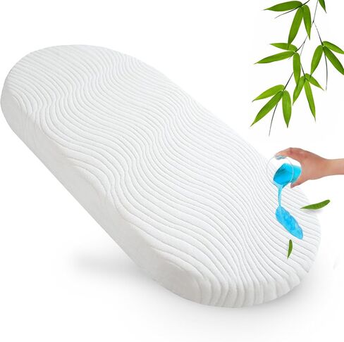 Baby Bassinet Mattress Pad 15" x 30" x 1.5", Waterproof Oval Moses Basket Mattress with Removable & Washable Cover in Kuwait
